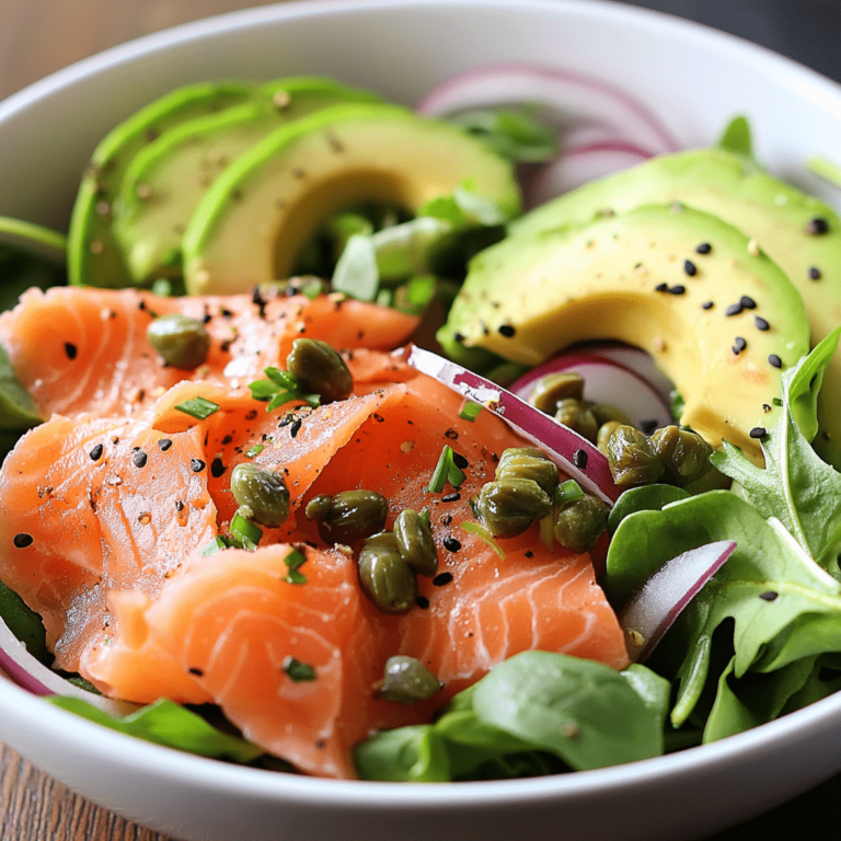 Smoked Salmon Salad with Creamy Caper Chive Dressing Recipe